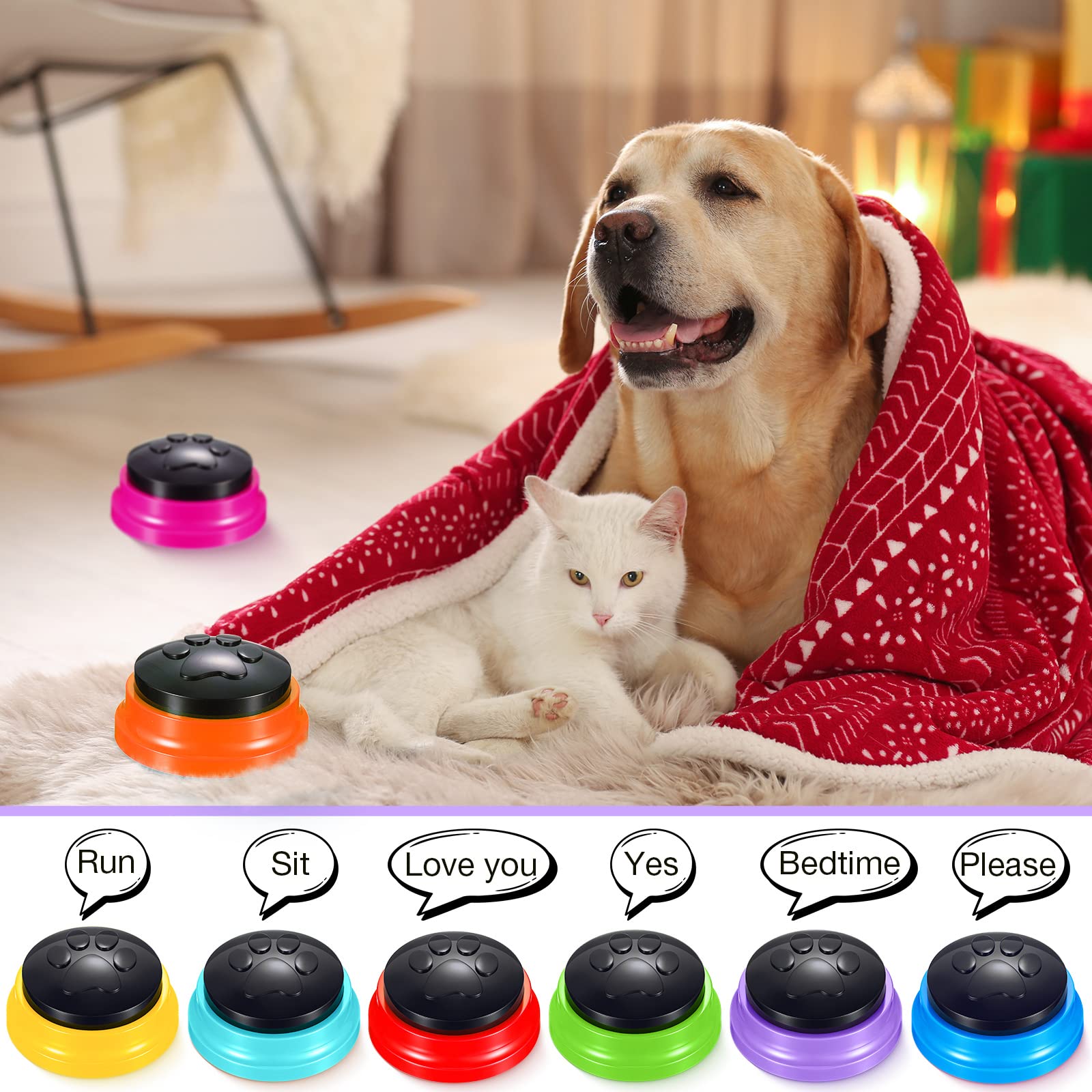 Yunsailing 8 Pack Voice Recording Buttons for Dogs and Cats Communication Pet Training Buzzer 30 Second Recording in 8 Colors - View 4 of 7