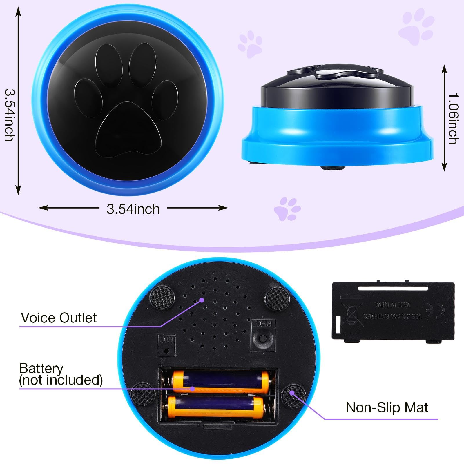 Yunsailing 8 Pack Voice Recording Buttons for Dogs and Cats Communication Pet Training Buzzer 30 Second Recording in 8 Colors - View 6 of 7