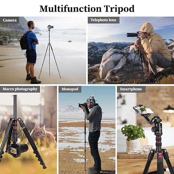 Victiv Tripod for Camera, Victiv 81 inch Professional Camera Tripod Monopod, Tall DSLR Tripod Heavy Duty, Aluminium Compact Travel Tripod with Phone Mount, Compatible with Canon Nikon Sony - View 10 of 11