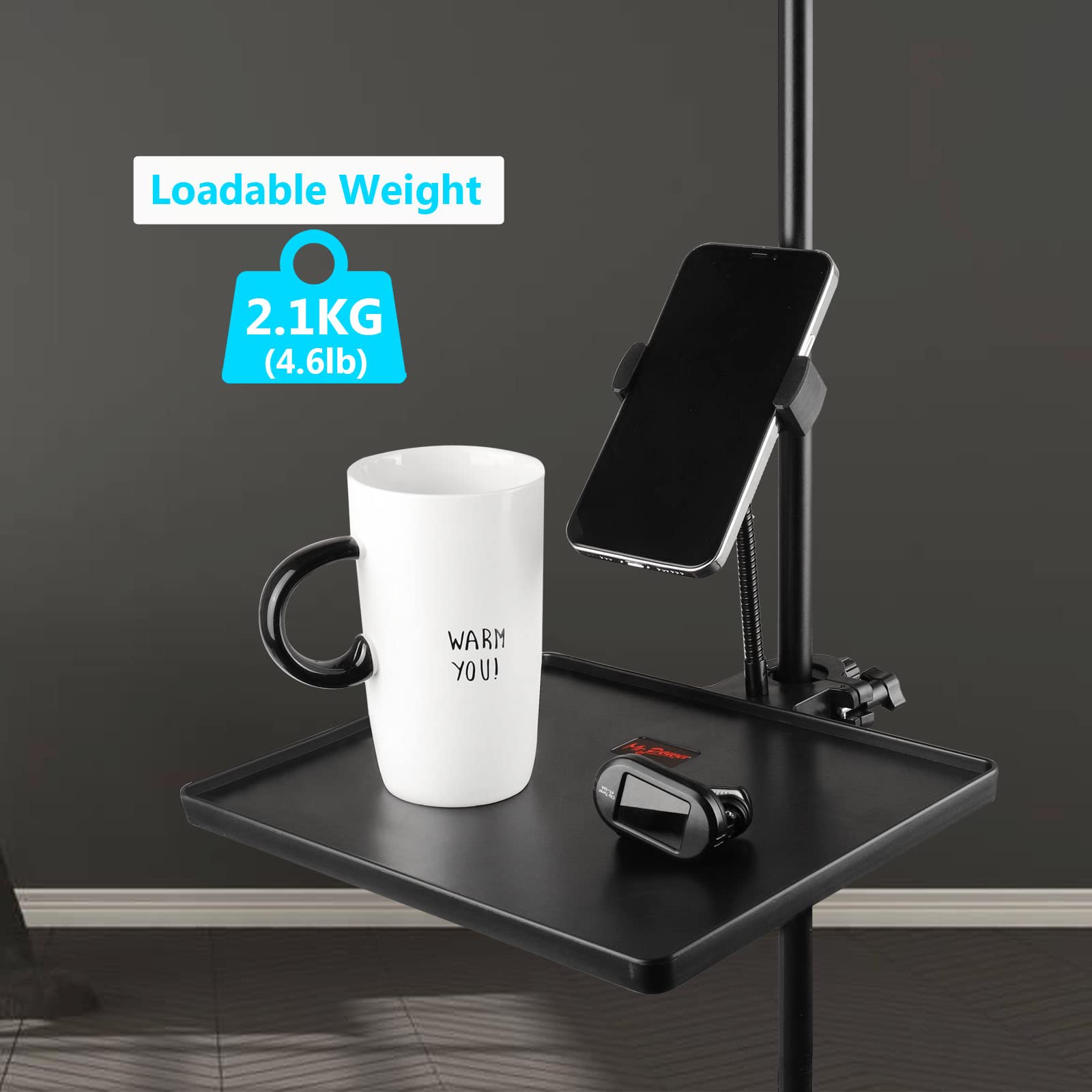 Mr.Power Mr Power Microphone Stand Plastic Tray with Phone Holder Clamp On Rack for Mic Stands Ideal for Stage Live Streaming Concert Karaoke - View 2 of 9