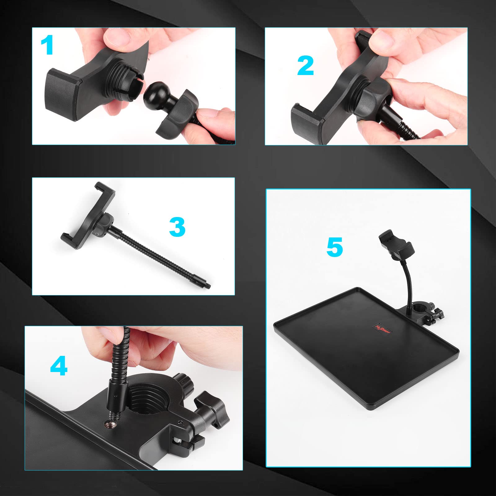 Mr.Power Mr Power Microphone Stand Plastic Tray with Phone Holder Clamp On Rack for Mic Stands Ideal for Stage Live Streaming Concert Karaoke - View 8 of 9