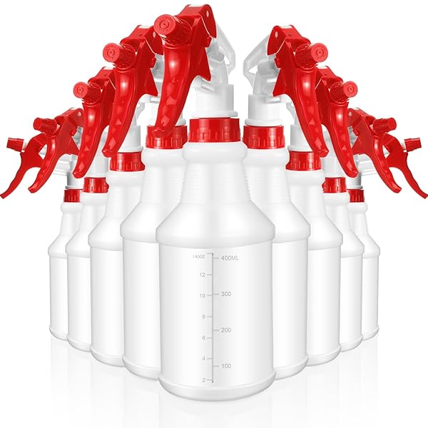 Gandeer Gandeer 10 Pack 16 Oz Spray Bottles Heavy Duty Refillable Adjustable Nozzle for Cleaning Household Commercial Industrial Use Red
