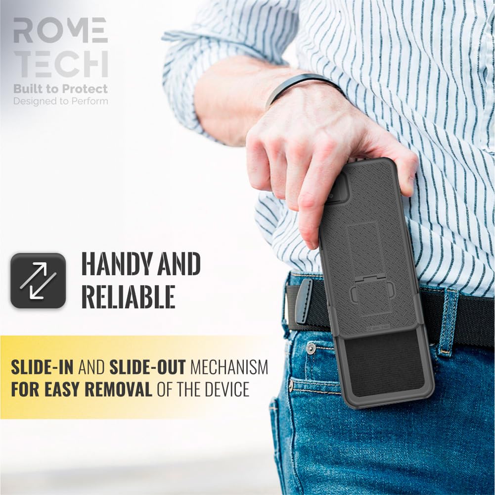Rome Tech Apple iPhone 14 Pro Case with Belt Clip Holster and Kickstand Slim Cover in Black - View 5 of 5