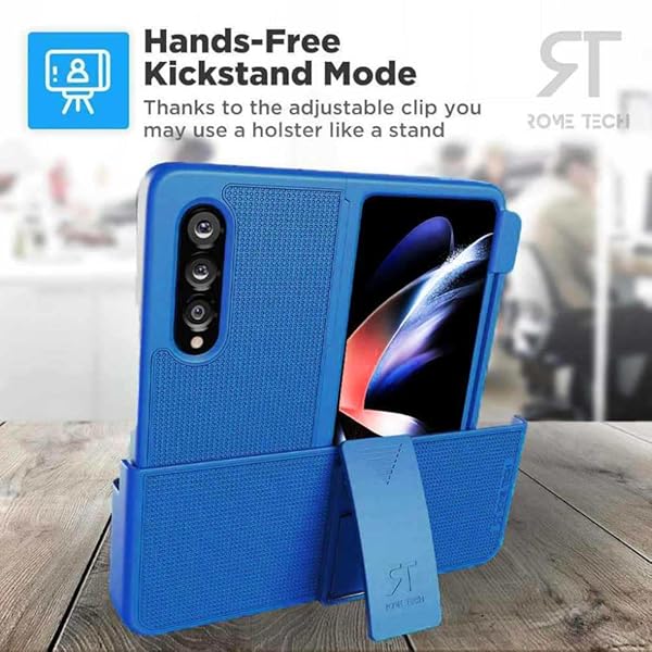 Rome Tech Rome Tech Belt Clip Phone Case with S Pen Holder for Samsung Galaxy Z Fold 4 5G Slim Heavy Duty Rugged Holster Cover Blue - View 7 of 8