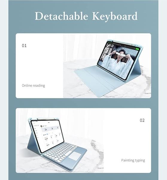 kaitesi Kaitesi Keyboard Case for iPad Air 11 inch and Pro 11 inch with Detachable Touchpad Color Keyboard in Light Pink - View 5 of 9