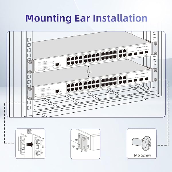 PhyinLan "Universal 19" Rack Mount Kit for Cisco 2960-X, 2960-XR, 3650 & 3850 Switches - Easy Installation" - View 5 of 8