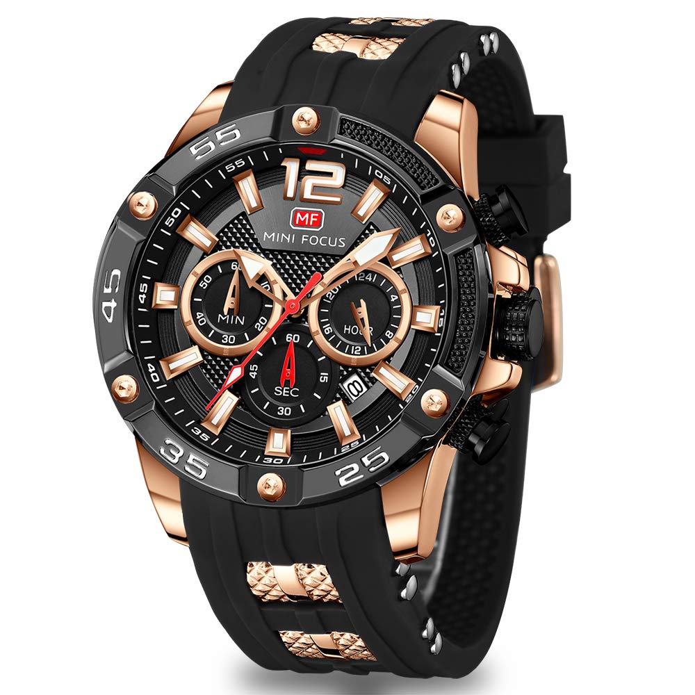 MF MINI FOCUS Mini Focus Men Watches Casual Waterproof Chronograph Luminous Calendar Silicon Band Fashion Timepieces
