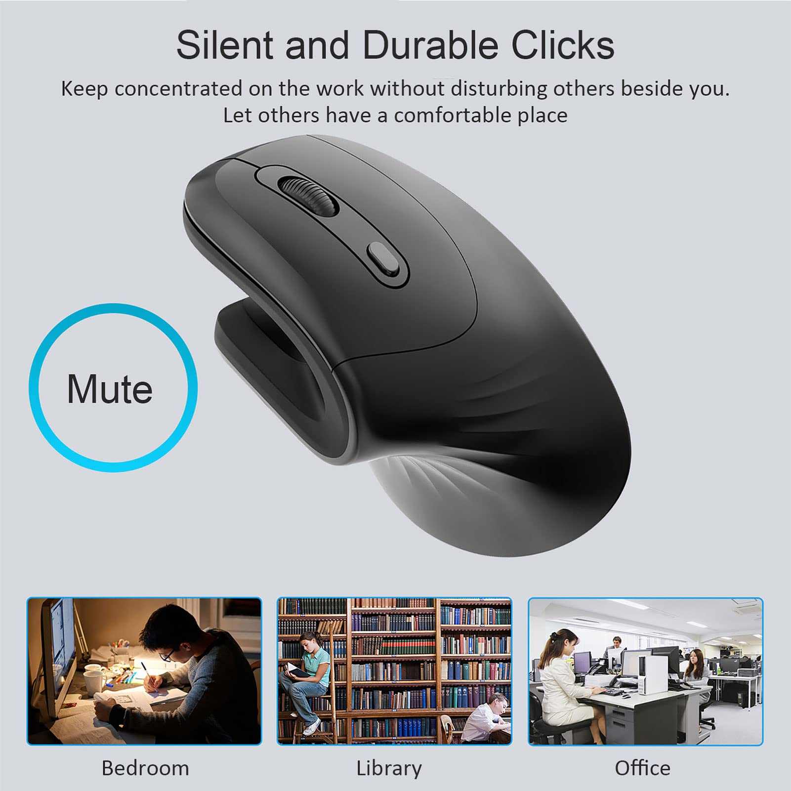 CHUYI Wired Ergonomic Mouse Vertical USB Optical Mouse Reduces Wrist Pain for PC Laptop Notebook Black - View 4 of 7