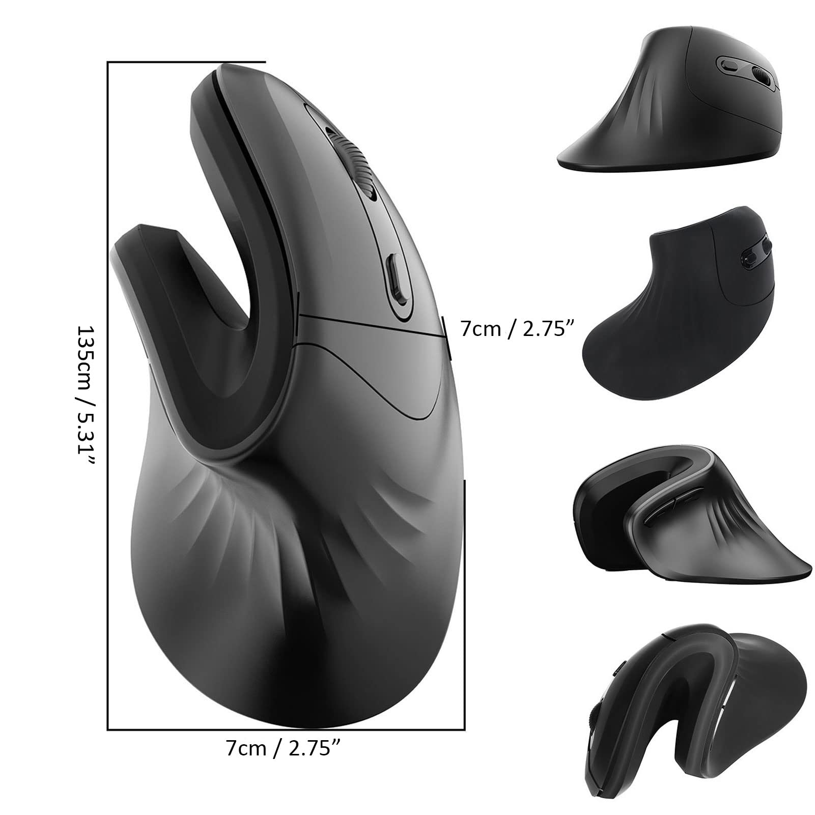 CHUYI Wired Ergonomic Mouse Vertical USB Optical Mouse Reduces Wrist Pain for PC Laptop Notebook Black - View 6 of 7