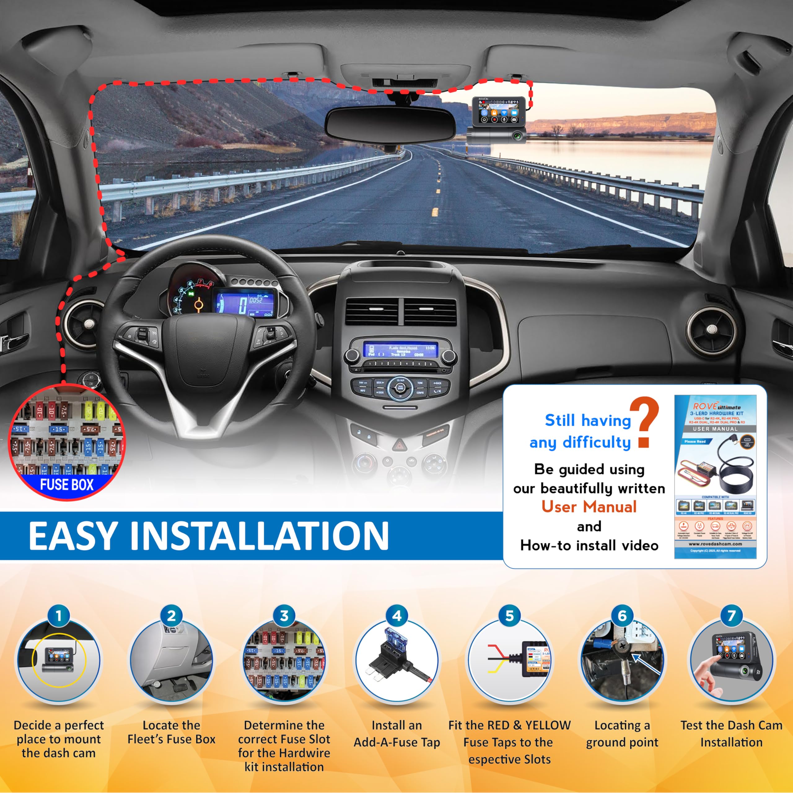 ROVE ROVE Ultimate Dash Cam Hardwire Kit USB-C for R2-4K R2-4K PRO R2-4K Dual R3 24Hr Parking Monitoring Low Voltage Protection - View 5 of 8