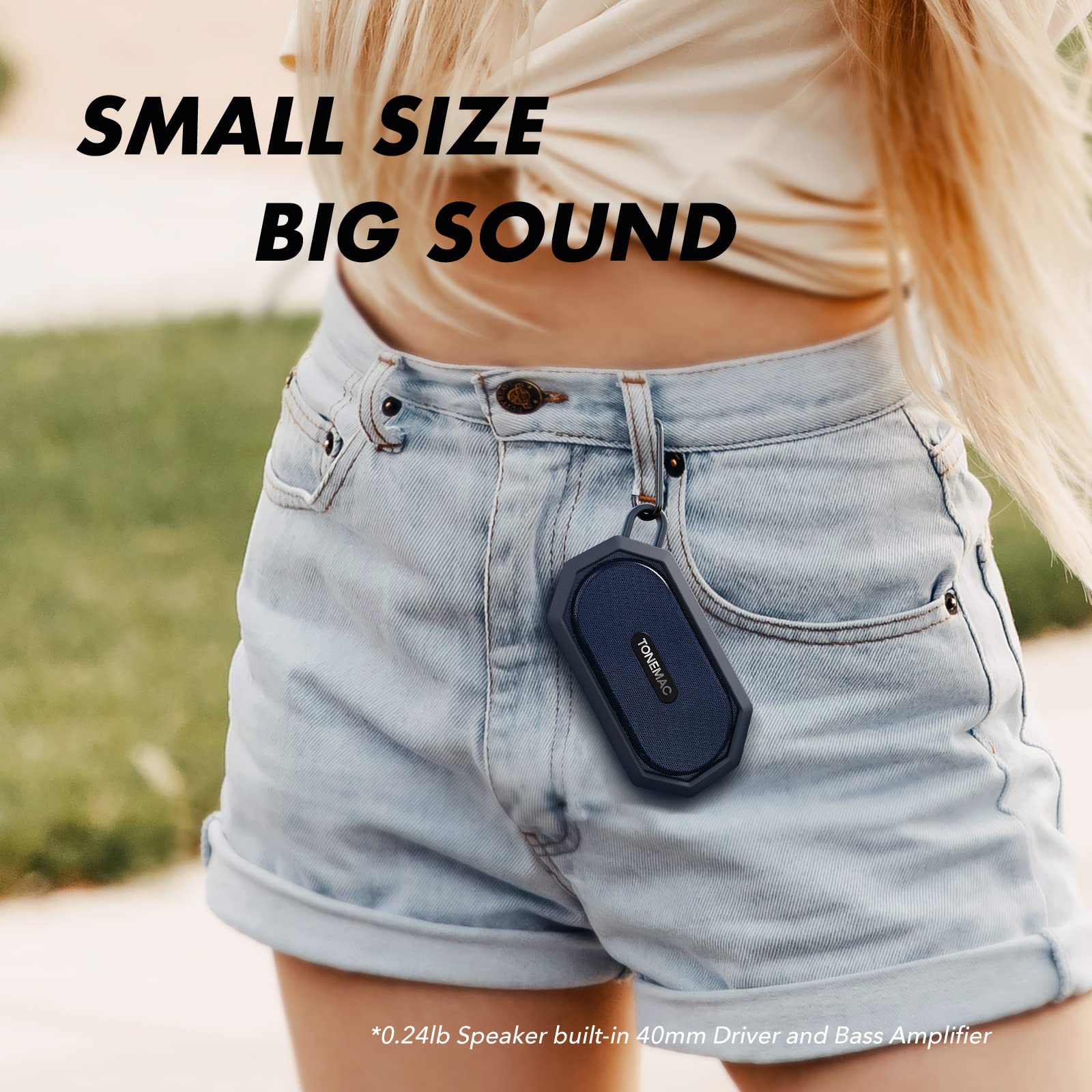 TONEMAC Portable Bluetooth Speakers Waterproof Mini Shower Speaker with Deep Bass 6H Playtime Ideal for Outdoor Travel and Music Enjoyment - View 2 of 7