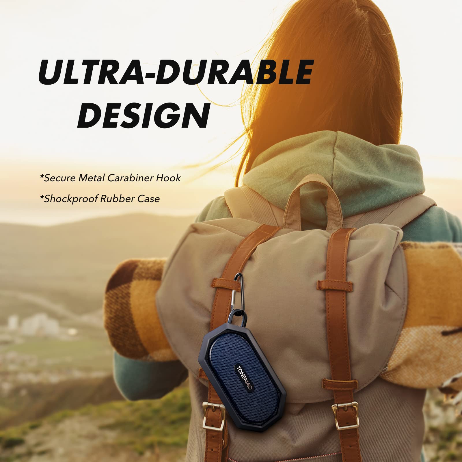 TONEMAC Portable Bluetooth Speakers Waterproof Mini Shower Speaker with Deep Bass 6H Playtime Ideal for Outdoor Travel and Music Enjoyment - View 4 of 7