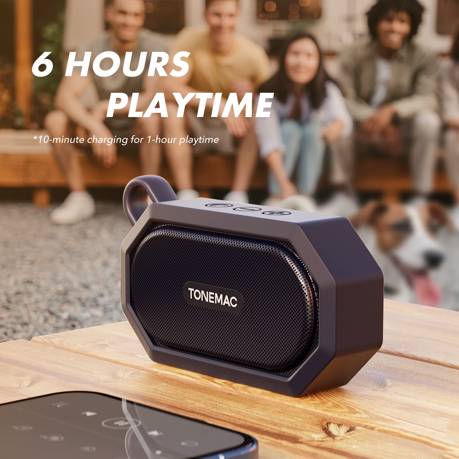 TONEMAC Portable Bluetooth Speakers Waterproof Mini Shower Speaker with Deep Bass 6H Playtime Ideal for Outdoor Travel and Music Enjoyment - View 6 of 7