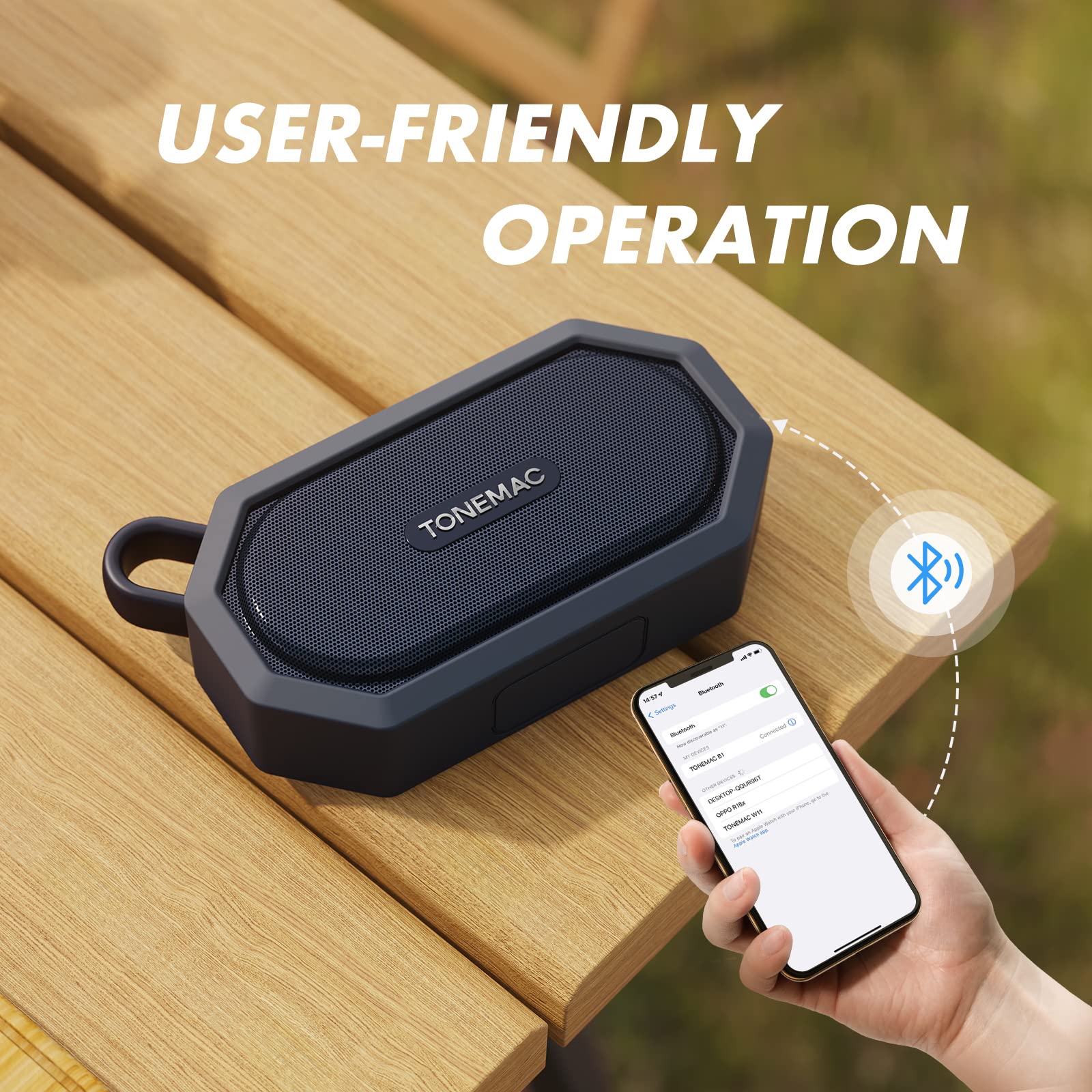 TONEMAC Portable Bluetooth Speakers Waterproof Mini Shower Speaker with Deep Bass 6H Playtime Ideal for Outdoor Travel and Music Enjoyment - View 7 of 7