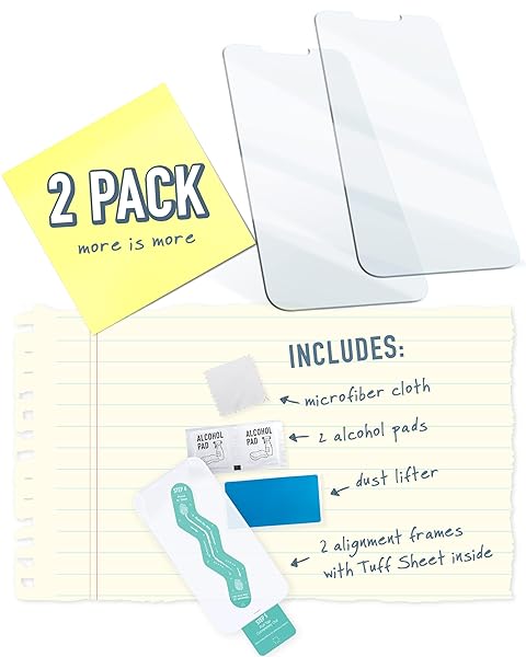 Smartish Smartish 2-Pack Tempered Glass Screen Protector for iPhone 14 Pro Max - Scratch Resistant & Easy Install Frame - View 5 of 8