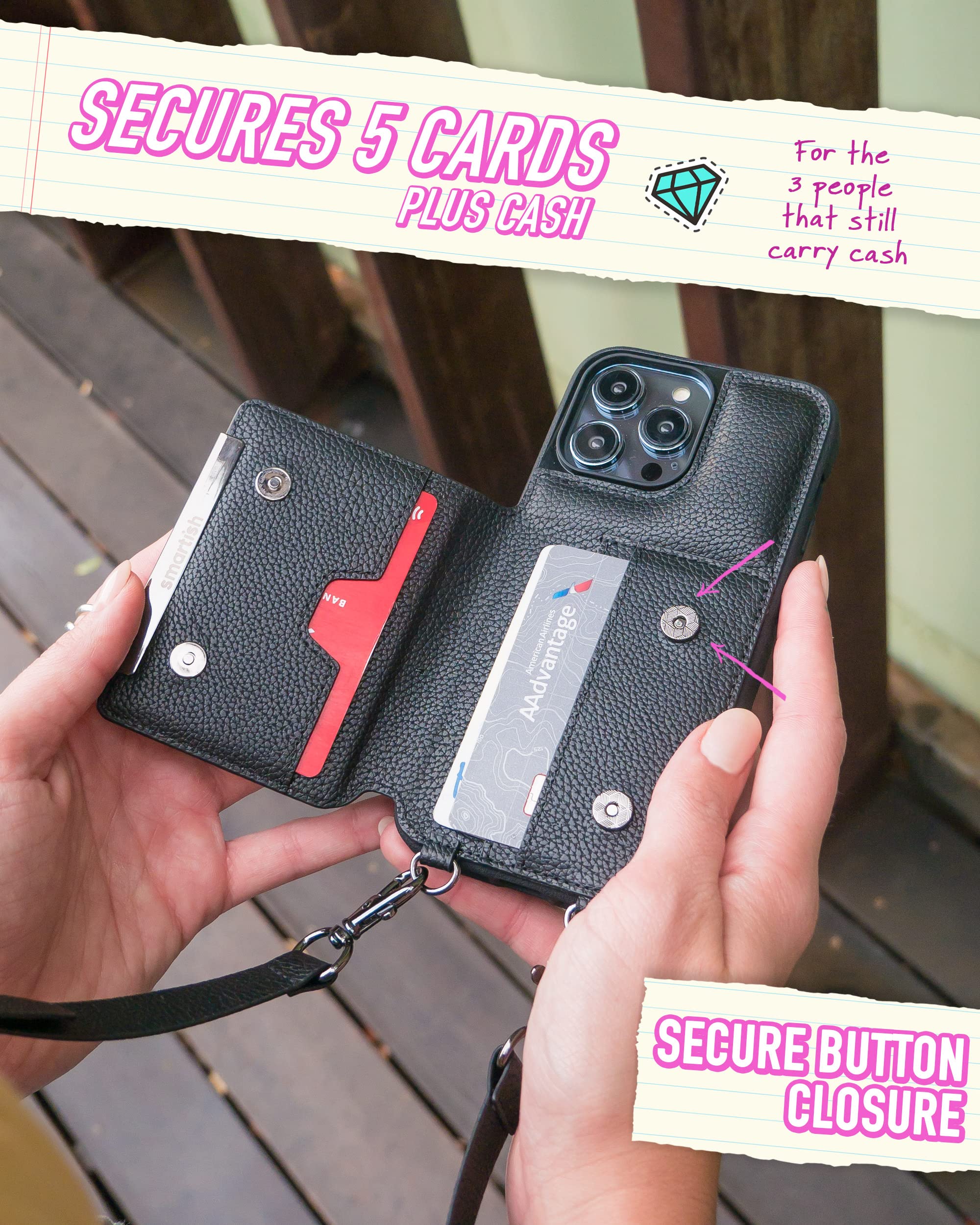 Smartish Smartish iPhone 14 Pro Max Crossbody Wallet Case Dancing Queen Purse Clutch with Detachable Strap and Wristlet Protective Cover with Card Holder - View 2 of 6