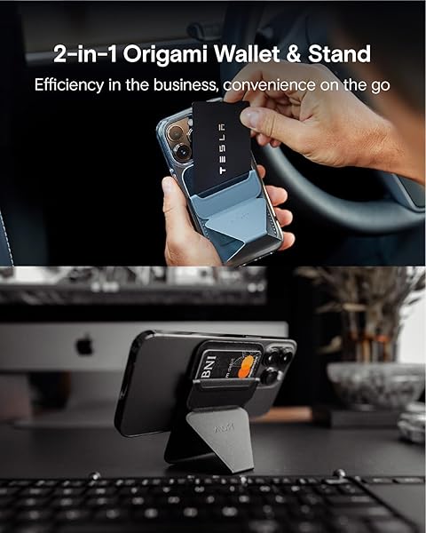 MOFT MOFT MagSafe Wallet for iPhone 15/14/13/12 - Strong Magnetic Card Holder & Vegan Leather Stand in Misty Cove - View 4 of 8