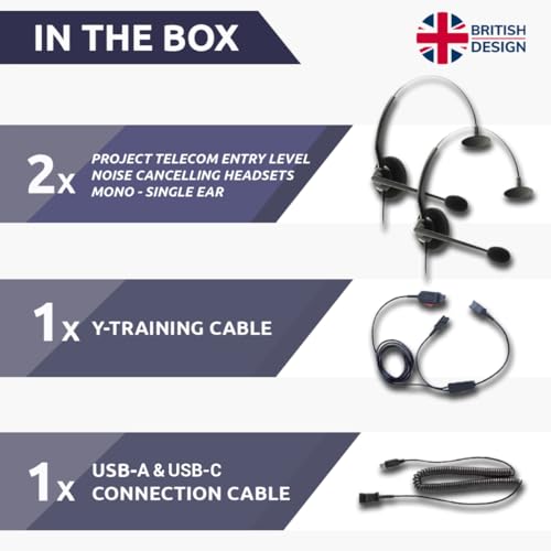 Project Telecom Project Telecom USB-A & USB-C Headset Splitter Bundle for Teams, Zoom, Webex - Noise Cancelling, 2 Users, Ideal for Training & Coaching - View 8 of 8
