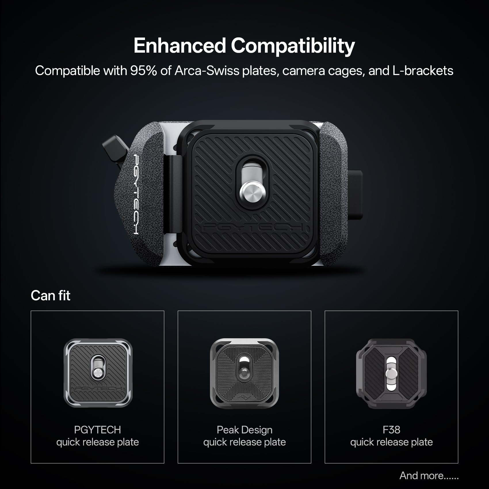 PGYTECH PGYTECH Quick Release Plate & Adapter with Arca Swiss Clamp for Sony, Nikon, Fuji, DJI - Fast Tripod Setup - View 3 of 7