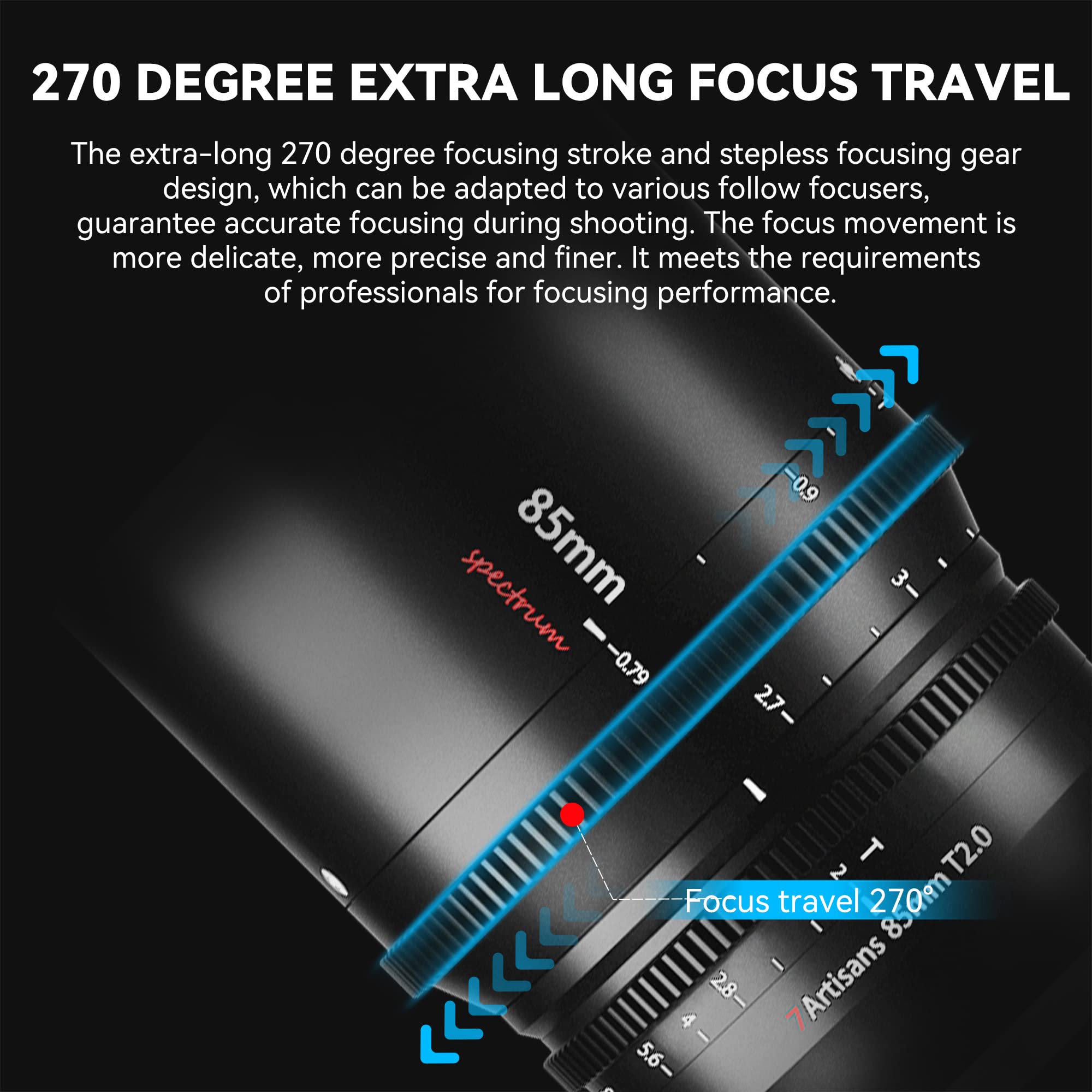 7artisans 7artisans 85mm T2.0 Cine Lens for Nikon Z-Mount Manual Focus Low Distortion Full Frame Mirrorless Cameras Black - View 3 of 9