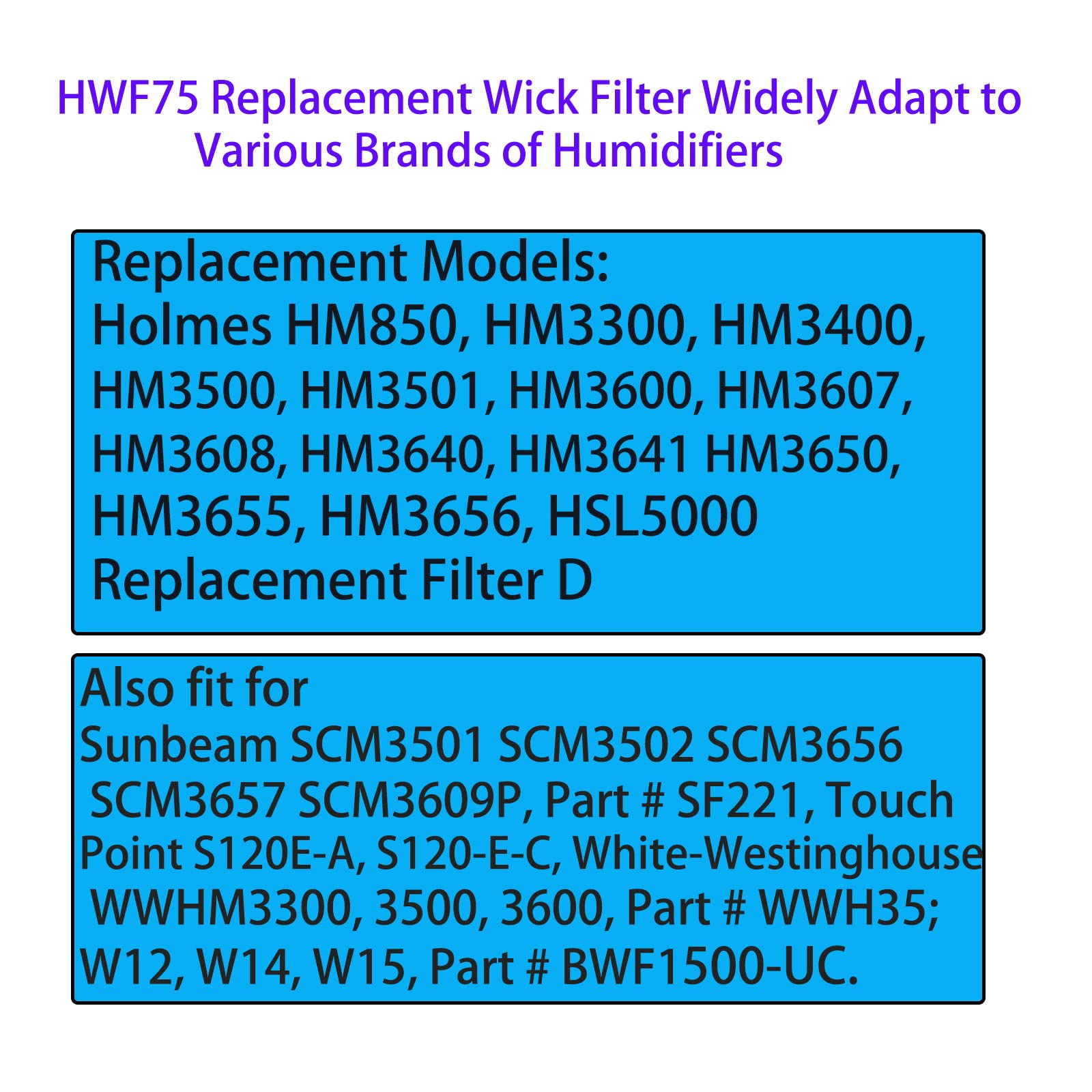 HOMFILBIT HOMFILBIT HWF75 Replacement Wick Filter for Holmes HWF75 HWF75CS HWF75PDQ-U HF222 2 Pack - View 3 of 5
