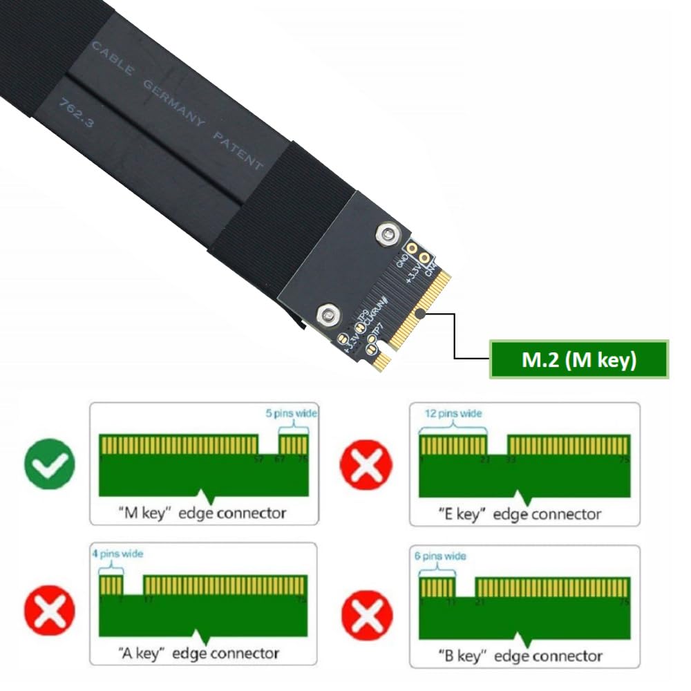 10Gtek M2 NVMe SSD Extension Cable 280mm PCI-E 30 x4 Full Speed Solid State Drive Extension Cable - View 3 of 5