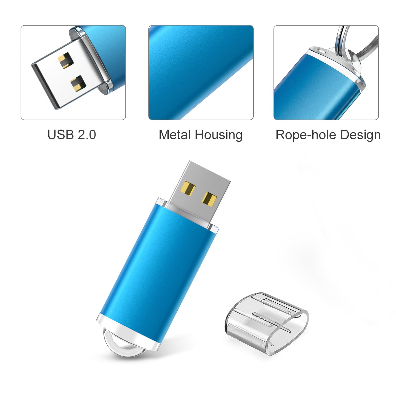 RAOYI 50 Pack 1GB USB Flash Drive USB 2.0 Memory Stick Bulk Thumb Drive Jump Drive Blue - View 2 of 7