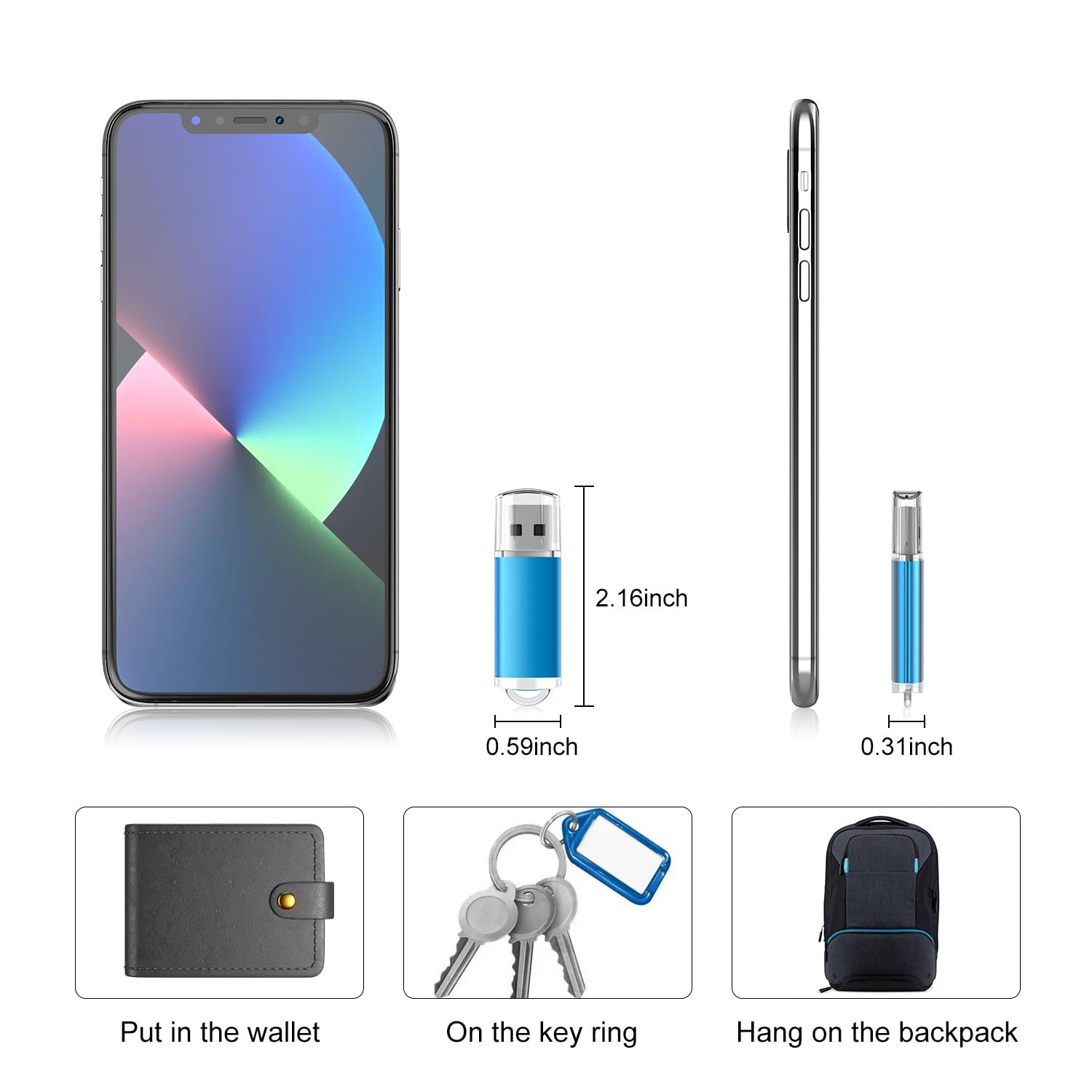 RAOYI 50 Pack 1GB USB Flash Drive USB 2.0 Memory Stick Bulk Thumb Drive Jump Drive Blue - View 3 of 7