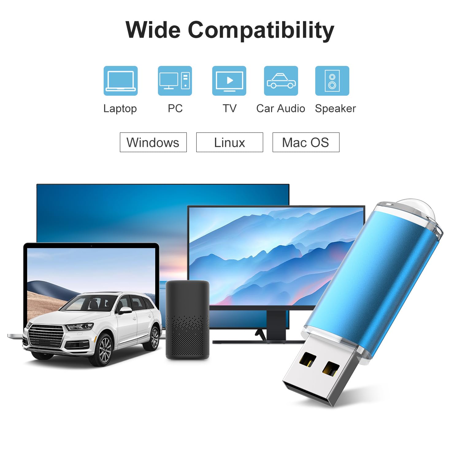 RAOYI 50 Pack 1GB USB Flash Drive USB 2.0 Memory Stick Bulk Thumb Drive Jump Drive Blue - View 6 of 7