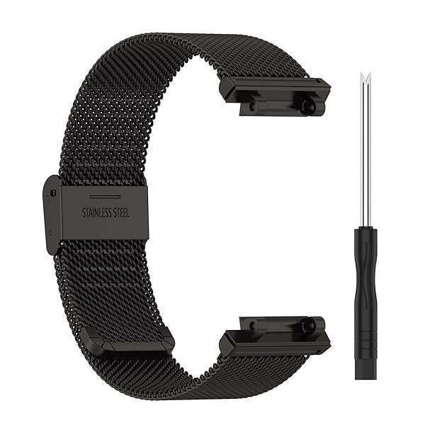 TenCloud TenCloud Bands Compatible with Amazfit T-Rex 2 Watch Strap Quick Release Waterproof Silm Metal Adjustable Stainless Steel Replacement Band for Amazfit T-Rex 2 Smartwatch (Black) - View 4 of 8