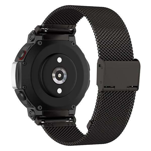 TenCloud TenCloud Bands Compatible with Amazfit T-Rex 2 Watch Strap Quick Release Waterproof Silm Metal Adjustable Stainless Steel Replacement Band for Amazfit T-Rex 2 Smartwatch (Black) - View 8 of 8