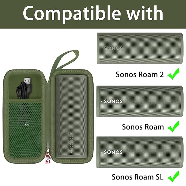khanka Khanka Hard Travel Case for Sonos Roam Roam 2 Roam SL Portable Bluetooth Speaker Green - View 4 of 11