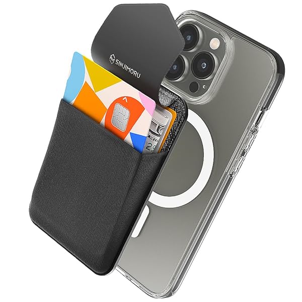Sinjimoru Sinjimoru Magnetic Card Holder for iPhone 16-12 | Privacy Cover & Stick-On Wallet - M-Flap Black - View 3 of 11