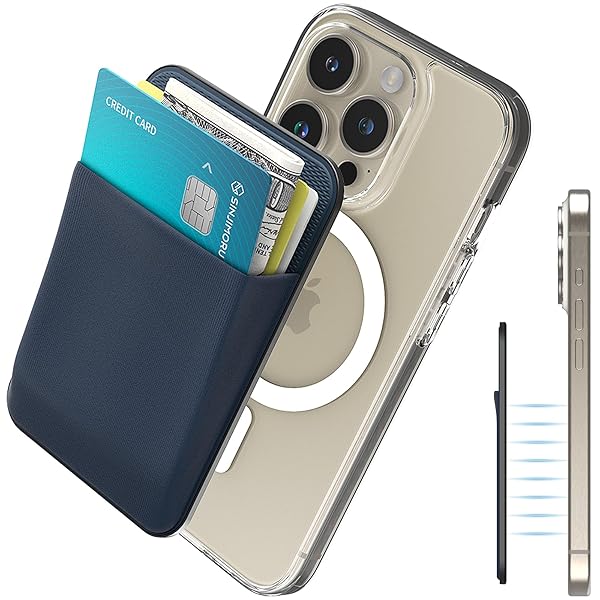 Sinjimoru Sinjimoru MagSafe Wallet: Stretchy Lycra, 2600G Magnetic Strength, Minimalist Design for iPhone 16/15/14/13/12 - M-Basic Navy - View 2 of 10