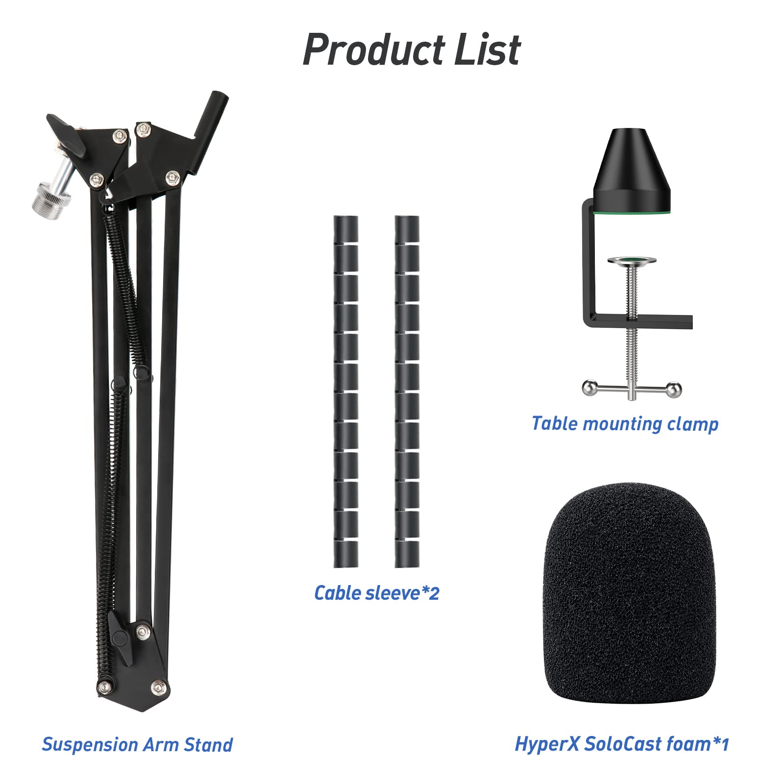 HyperX SoloCast Boom Arm Microphone Stand Desk Clamp with Cable Ties and Mic Cover by SUNMON Upgrade Your Audio Setup - View 6 of 7