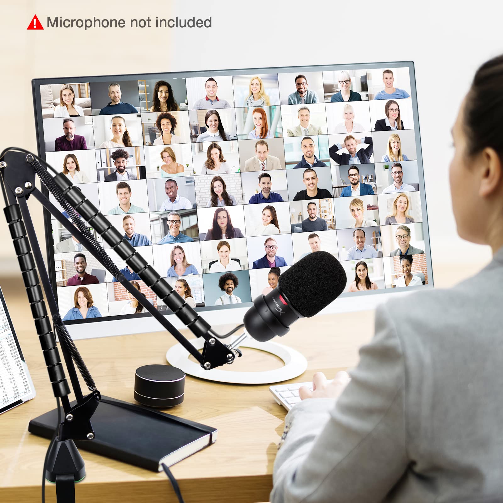 HyperX SoloCast Boom Arm Microphone Stand Desk Clamp with Cable Ties and Mic Cover by SUNMON Upgrade Your Audio Setup - View 7 of 7