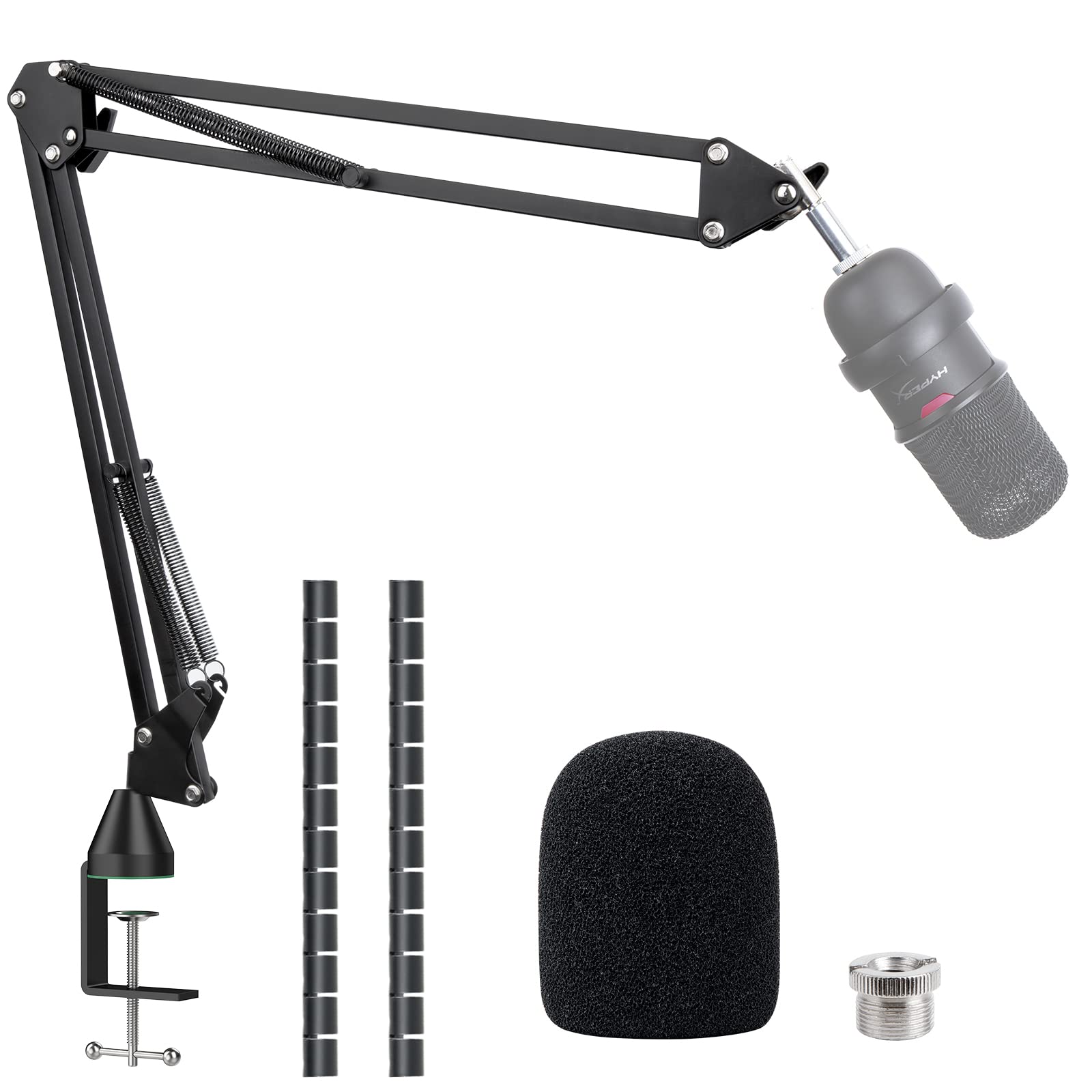 HyperX SoloCast Boom Arm Microphone Stand Desk Clamp with Cable Ties and Mic Cover by SUNMON Upgrade Your Audio Setup