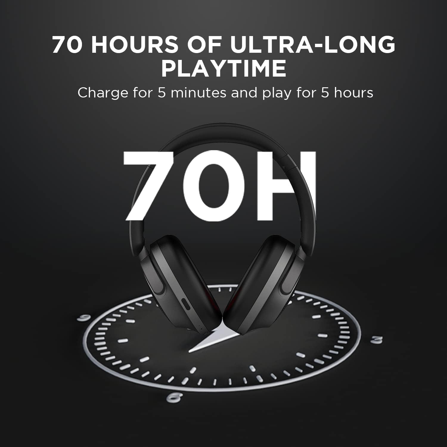 1MORE 1MORE SonoFlow Active Noise Cancelling Headphones: 70H Playtime, LDAC, Clear Calls & App EQ - Black - View 4 of 8