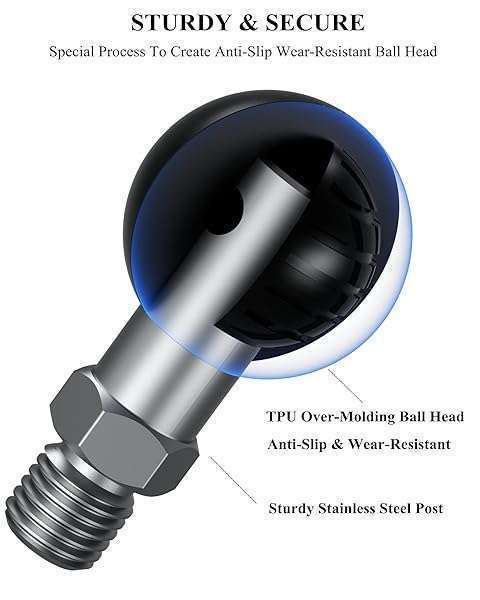 BRCOVAN BRCOVAN 2 Pack, 1&amp;#039;&amp;#039; Ball Adapter with M10 x 1.25 Threaded Post Compatible with RAM Mounts B Size Double Socket Arm - View 5 of 8