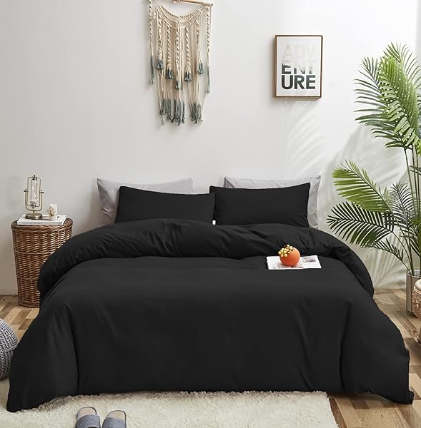 KAREVER KAREVER Black Comforter Set Cal King Soft Durable Lightweight Solid Black Bedding Quilt for Men and Women Breathable True Black Bed Set
