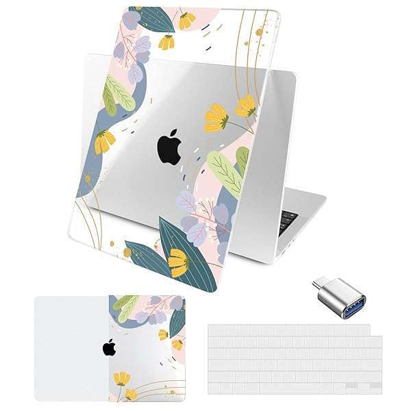 "Buy Batianda MacBook Air 13" Case 2024 M3/M2 - Hardshell Cover, Keyboard Protector & USB-C OTG Adapter - Spring Collection"