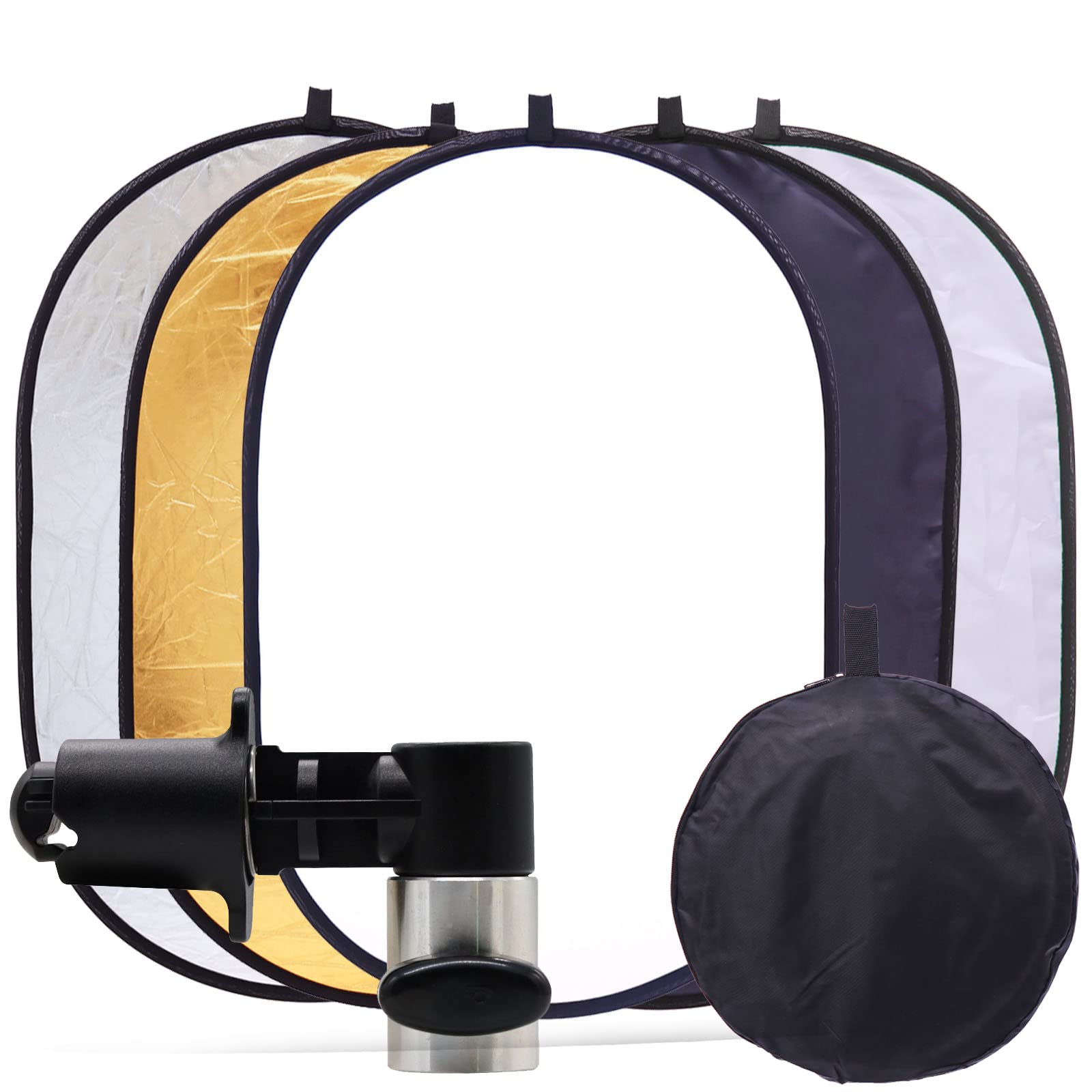 QQRASOAL Photography Light Reflector 5 in 1 Portable 60x90cm Oval Collapsible Multi Disc for Studio Camera Lighting and Diffuser