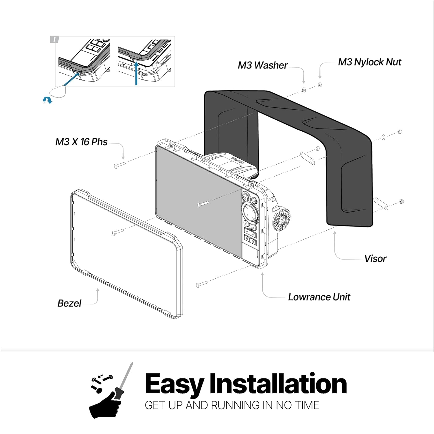 BerleyPro BerleyPro Visor for Lowrance HDS Live and PRO 7 Enhanced Visibility and Protection - View 7 of 9