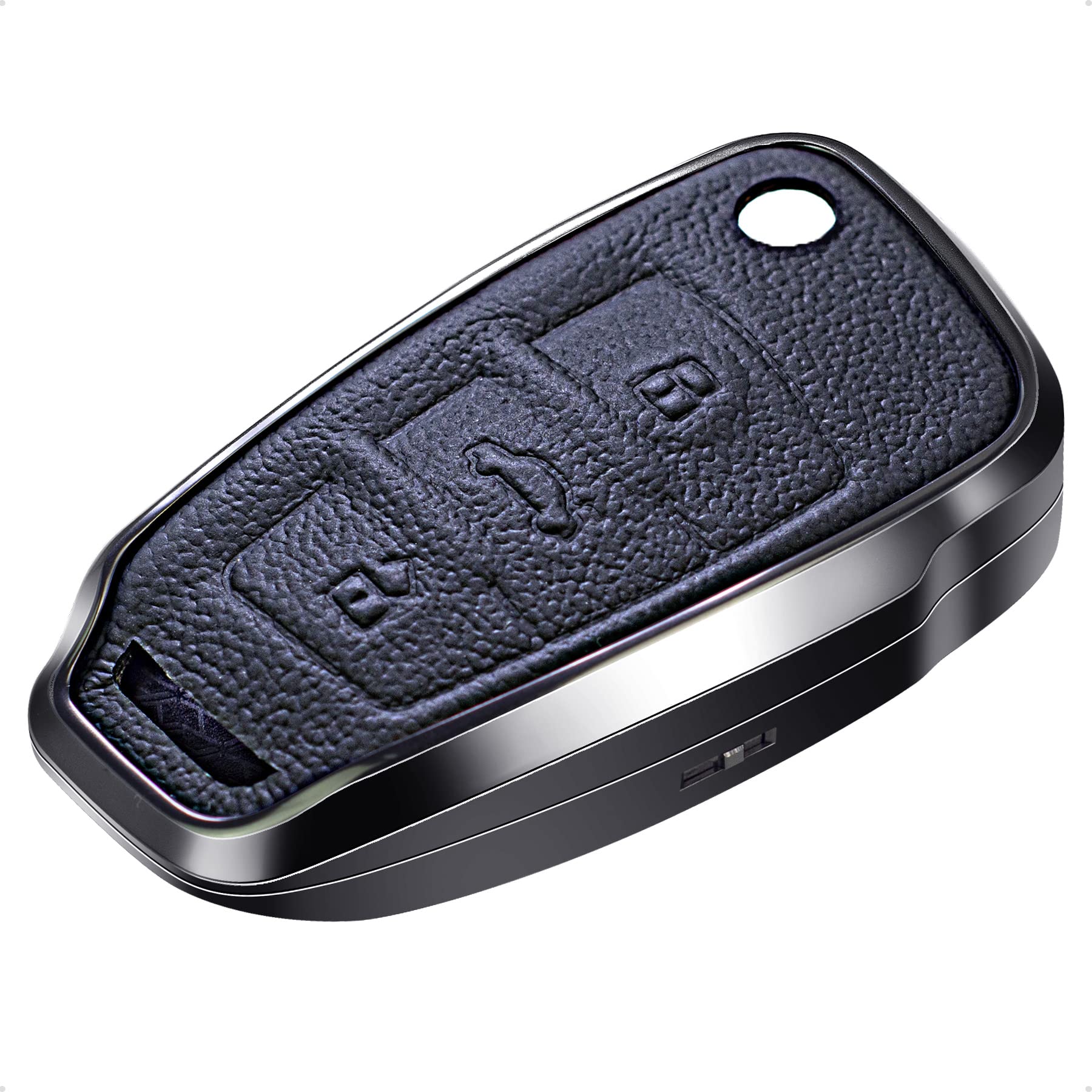 SK CUSTOM Black Leather Aluminum Frame Smart Key Case Cover for Audi A1 A3 A4 A5 A6 A8 Q3 Q5 Q7 R8 RS4 S3 S4 S5 S6 S8 TT 3 Button