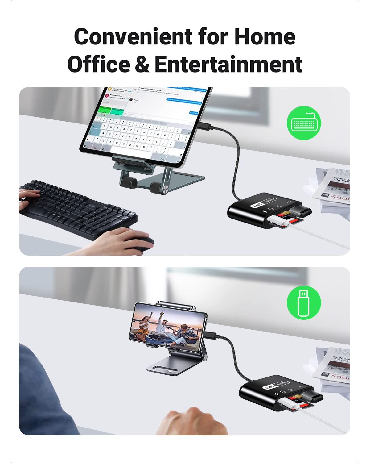 Vcddom USB C to SD Card Reader 4 in 1 Type C Micro SD TF Adapter with Charging Port for MacBook Pro iPad Pro and Camera - View 6 of 7