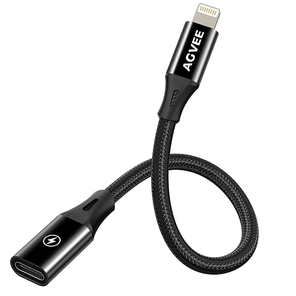 AGVEE AGVEE 2 Pack 4 inch 30W USB-C Female to Lightning Cable Adapter, Type-C to 8 Pin Male PD Fast Charging Converter Cord Data Sync Connector for iPhone 13 12 11 Airpods iOS Device, Carplay, Black