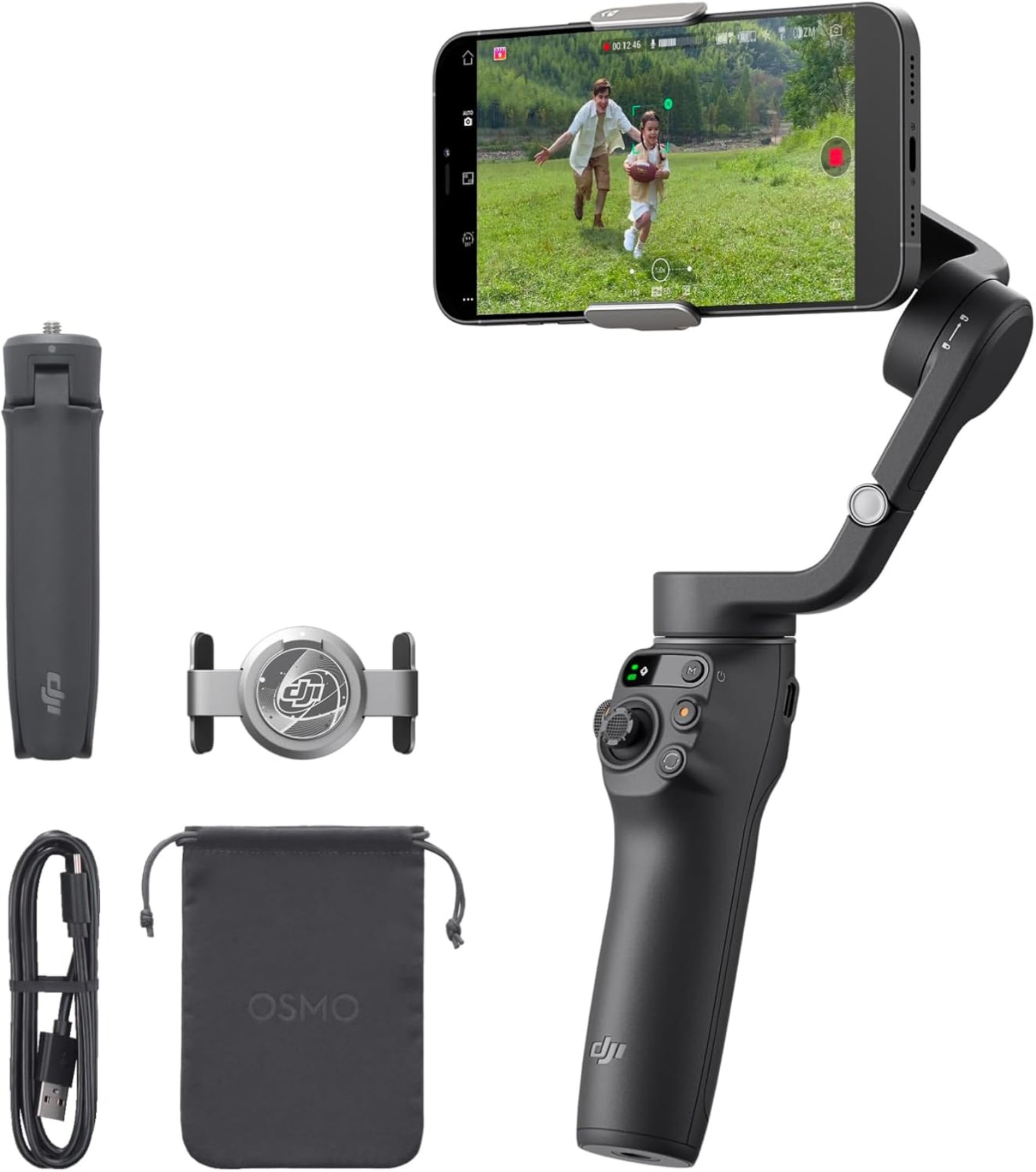 DJI DJI Osmo Mobile 6 Gimbal Stabilizer for Smartphones, 3-Axis Phone Gimbal, Built-In Extension Rod, Object Tracking, Portable and Foldable, Vlogging Stabilizer, YouTube TikTok, Slate Gray