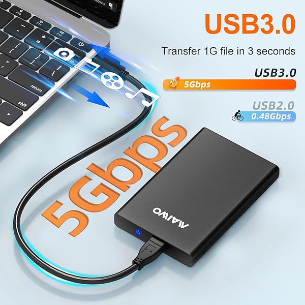 MAIWO "MAIWO 2.5" SATA HDD/SSD Enclosure - USB 3.0, Tool-Free, Up to 6TB, 7mm/9.5mm Compatibility" - View 4 of 8