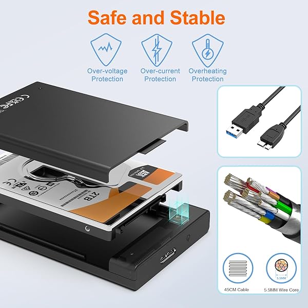 MAIWO "MAIWO 2.5" SATA HDD/SSD Enclosure - USB 3.0, Tool-Free, Up to 6TB, 7mm/9.5mm Compatibility" - View 6 of 8