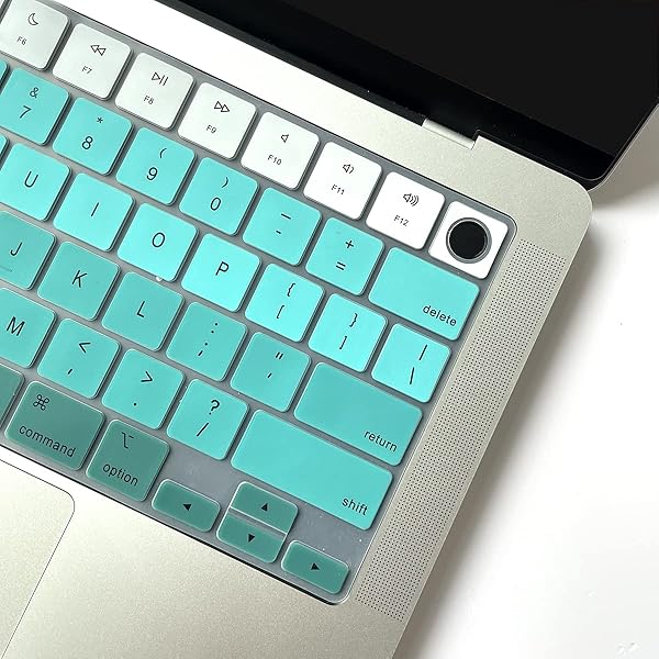 Batianda Batianda Premium Gradient Color Keyboard Cover for MacBook Pro 14 16 2024 2023 and MacBook Air 13 15 Soft Touch Silicone Green to White - View 4 of 5